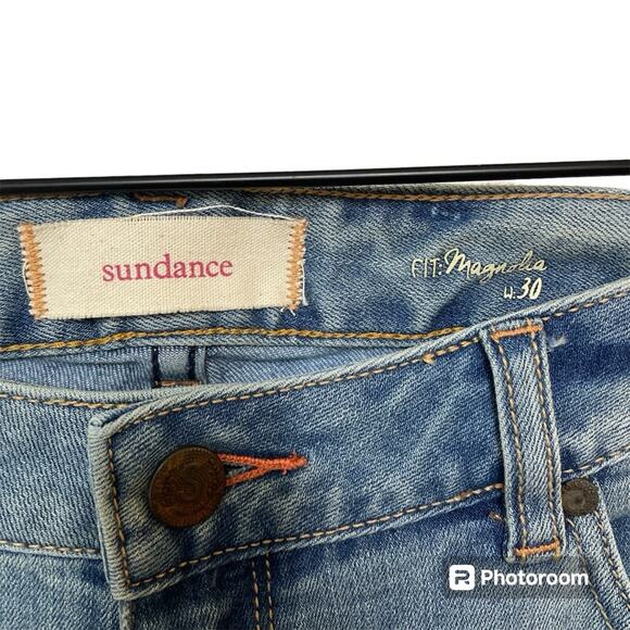 Sundance Magnolia Fit Floral Skinny Jeans Embroidered Blue Denim Mid Rise 30 - Picture 7 of 12